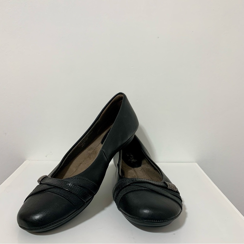Black Leather Flats